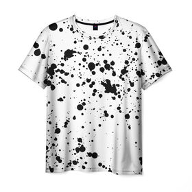 Мужская футболка 3D с принтом Далматинец в Петрозаводске, 100% полиэфир | прямой крой, круглый вырез горловины, длина до линии бедер | брызги краски | далматинец | краска | пятно | с брызгами | черные пятна