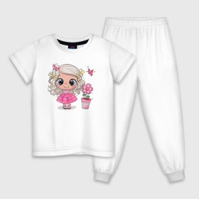 Детская пижама хлопок с принтом Маленькая принцесса в Петрозаводске, 100% хлопок |  брюки и футболка прямого кроя, без карманов, на брюках мягкая резинка на поясе и по низу штанин
 | Тематика изображения на принте: бабочка | девочка | девочке | маленькая | милая | сердечки | цветочки
