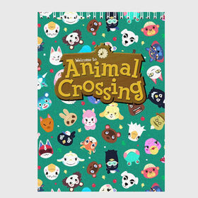 Скетчбук с принтом Animal Crossing в Петрозаводске, 100% бумага
 | 48 листов, плотность листов — 100 г/м2, плотность картонной обложки — 250 г/м2. Листы скреплены сверху удобной пружинной спиралью | animal crossing | game | new horizons | nintendo | животные | игра | нинтендо