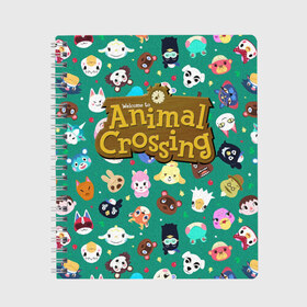 Тетрадь с принтом Animal Crossing в Петрозаводске, 100% бумага | 48 листов, плотность листов — 60 г/м2, плотность картонной обложки — 250 г/м2. Листы скреплены сбоку удобной пружинной спиралью. Уголки страниц и обложки скругленные. Цвет линий — светло-серый
 | animal crossing | game | new horizons | nintendo | животные | игра | нинтендо