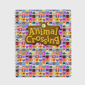 Тетрадь с принтом ANIMAL CROSSING в Петрозаводске, 100% бумага | 48 листов, плотность листов — 60 г/м2, плотность картонной обложки — 250 г/м2. Листы скреплены сбоку удобной пружинной спиралью. Уголки страниц и обложки скругленные. Цвет линий — светло-серый
 | animal crossing | game | new horizons | nintendo | животные | игра | нинтендо