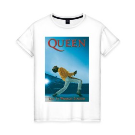 Женская футболка хлопок с принтом Queen в Петрозаводске, 100% хлопок | прямой крой, круглый вырез горловины, длина до линии бедер, слегка спущенное плечо | queen | арт | музыка | рок | фредди меркьюри