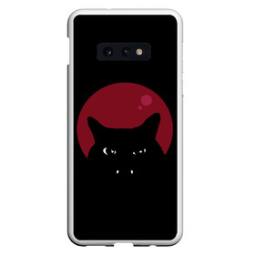 Чехол для Samsung S10E с принтом Vampire Cat в Петрозаводске, Силикон | Область печати: задняя сторона чехла, без боковых панелей | Тематика изображения на принте: art | cat | red moon | vampire | арт | вампир | животные | картинка | кот | котик | кошка | красная луна | рисунок