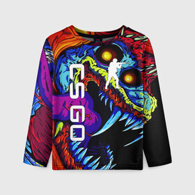 Детский лонгслив 3D с принтом CS GO HYPERBEAST / ХАЙПЕРБИСТ в Петрозаводске, 100% полиэстер | длинные рукава, круглый вырез горловины, полуприлегающий силуэт
 | Тематика изображения на принте: astralis | awp | counter strike | cs go | cs go global offensive | cs:go | faze clan | hyper beast | team liquid | астралис | кс го | тим ликвид | фейз клан | хайпер бист | хайпербист