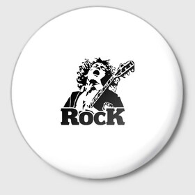 Значок с принтом Rock в Петрозаводске,  металл | круглая форма, металлическая застежка в виде булавки | Тематика изображения на принте: ac dc | rock | арт | рок | рок н ролл | хард рок