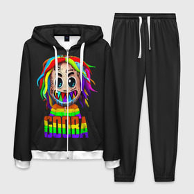 Мужской костюм 3D с принтом 6IX9INE в Петрозаводске, 100% полиэстер | Манжеты и пояс оформлены тканевой резинкой, двухслойный капюшон со шнурком для регулировки, карманы спереди | Тематика изображения на принте: 6 | 6ix9ine | 9 | america | gang | gangsta | gooba | keke | koko | music | rap | shark | tekashi | usa | акула | америка | музыка | реп | рэп | текаши