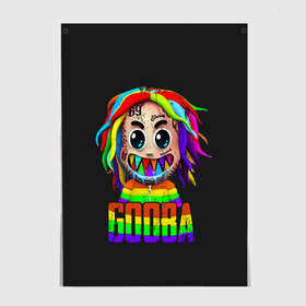 Постер с принтом 6IX9INE в Петрозаводске, 100% бумага
 | бумага, плотность 150 мг. Матовая, но за счет высокого коэффициента гладкости имеет небольшой блеск и дает на свету блики, но в отличии от глянцевой бумаги не покрыта лаком | 6 | 6ix9ine | 9 | america | gang | gangsta | gooba | keke | koko | music | rap | shark | tekashi | usa | акула | америка | музыка | реп | рэп | текаши