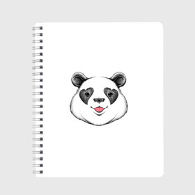 Тетрадь с принтом Panda в Петрозаводске, 100% бумага | 48 листов, плотность листов — 60 г/м2, плотность картонной обложки — 250 г/м2. Листы скреплены сбоку удобной пружинной спиралью. Уголки страниц и обложки скругленные. Цвет линий — светло-серый
 | Тематика изображения на принте: cute | cutie | heart | love | panda | арт | животное | животные | картинка | милая панда | панда | рисунок | сердце