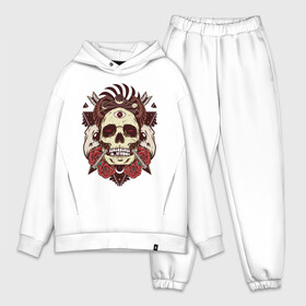 Мужской костюм хлопок OVERSIZE с принтом Череп в Петрозаводске,  |  | arrows | art | flowers | roses | skeleton | skull | арт | розы | скелет | стрелы | цветы | череп