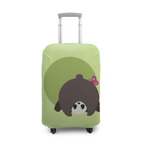 Чехол для чемодана 3D с принтом Прикольная панда с бабочкой в Петрозаводске, 86% полиэфир, 14% спандекс | двустороннее нанесение принта, прорези для ручек и колес | бабочка | вектор | графика | детский | зеленый | игра | минимализм | панда | примитив | простой | рисунок | смешной | хвост