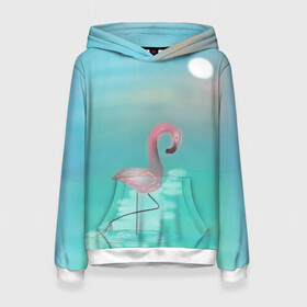 Женская толстовка 3D с принтом Фламинго в Петрозаводске, 100% полиэстер  | двухслойный капюшон со шнурком для регулировки, мягкие манжеты на рукавах и по низу толстовки, спереди карман-кенгуру с мягким внутренним слоем. | арт | гора | графика | дельфин | животные | за | закат | картинка | кит | мной | море | небо | облака | пальма | пара | песок | пляж | побережье | радуга | рисунок | следуй | солнце | сюрреализм | фламинго