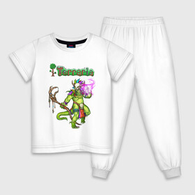 Детская пижама хлопок с принтом TERRARIA в Петрозаводске, 100% хлопок |  брюки и футболка прямого кроя, без карманов, на брюках мягкая резинка на поясе и по низу штанин
 | game. | terraria | terraria 1.3 | terraria journeys end | игра | терария | террария | террария 1.3