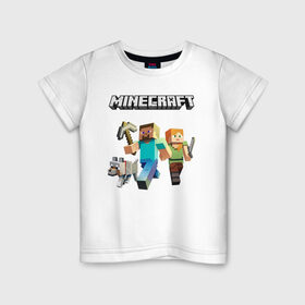 Детская футболка хлопок с принтом MINECRAFT МАЙНКРАФТ в Петрозаводске, 100% хлопок | круглый вырез горловины, полуприлегающий силуэт, длина до линии бедер | block | creeper | cube | minecraft | pixel | блок | геометрия | крафт | крипер | кубики | майнкрафт | пиксели