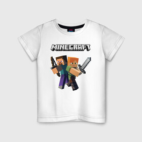 Детская футболка хлопок с принтом MINECRAFT в Петрозаводске, 100% хлопок | круглый вырез горловины, полуприлегающий силуэт, длина до линии бедер | block | creeper | cube | minecraft | pixel | блок | геометрия | крафт | крипер | кубики | майнкрафт | пиксели