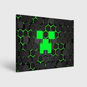 Холст прямоугольный с принтом  MINECRAFT CREEPER | КРИПЕР в Петрозаводске, 100% ПВХ |  | block | creeper | cube | minecraft | pixel | блок | геометрия | крафт | крипер | кубики | майнкрафт | пиксели