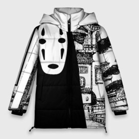 Женская зимняя куртка 3D с принтом No-Face Spirited Away Ghibli в Петрозаводске, верх — 100% полиэстер; подкладка — 100% полиэстер; утеплитель — 100% полиэстер | длина ниже бедра, силуэт Оверсайз. Есть воротник-стойка, отстегивающийся капюшон и ветрозащитная планка. 

Боковые карманы с листочкой на кнопках и внутренний карман на молнии | ghibli | hayao miyazaki | no face | spirited away | studio ghibli | аниме | безликий | гибли | манга | унесенные призраками
