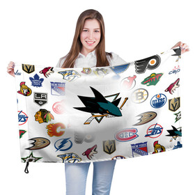 Флаг 3D с принтом San Jose Sharks (Z) в Петрозаводске, 100% полиэстер | плотность ткани — 95 г/м2, размер — 67 х 109 см. Принт наносится с одной стороны | anaheim ducks | arizona coyotes | boston bruins | buffalo sabres | calgary flames | canadiens de montreal | carolina hurricanes | chicago blackhawks | colorado avalanche | columbus blue jackets | dallas stars | detroit red wings | edmonton oil | hockey | 