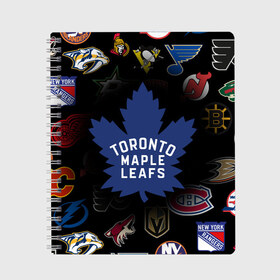 Тетрадь с принтом Toronto Maple Leafs (Z) в Петрозаводске, 100% бумага | 48 листов, плотность листов — 60 г/м2, плотность картонной обложки — 250 г/м2. Листы скреплены сбоку удобной пружинной спиралью. Уголки страниц и обложки скругленные. Цвет линий — светло-серый
 | Тематика изображения на принте: anaheim ducks | arizona coyotes | boston bruins | buffalo sabres | calgary flames | canadiens de montreal | carolina hurricanes | chicago blackhawks | colorado avalanche | columbus blue jackets | dallas stars | detroit red wings | edmonton oil | hockey | 