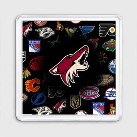 Магнит 55*55 с принтом Arizona Coyotes | NHL (Z) в Петрозаводске, Пластик | Размер: 65*65 мм; Размер печати: 55*55 мм | anaheim ducks | arizona coyotes | boston bruins | buffalo sabres | calgary flames | canadiens de montreal | carolina hurricanes | chicago blackhawks | colorado avalanche | columbus blue jackets | dallas stars | detroit red wings | edmonton oil | hockey | 