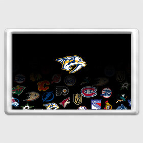 Магнит 45*70 с принтом NHL Nashville Predators (Z) в Петрозаводске, Пластик | Размер: 78*52 мм; Размер печати: 70*45 | Тематика изображения на принте: anaheim ducks | arizona coyotes | boston bruins | buffalo sabres | canadiens de montreal | carolina hurricanes | chicago blackhawks | colorado | hockey | nashville predators | nhl | нхл | паттерн | спорт | хоккей