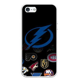 Чехол для iPhone 5/5S матовый с принтом NHL Tampa Bay Lightning (Z) в Петрозаводске, Силикон | Область печати: задняя сторона чехла, без боковых панелей | anaheim ducks | arizona coyotes | boston bruins | buffalo sabres | canadiens de montreal | carolina hurricanes | chicago blackhawks | colorado | hockey | nhl | tampa bay lightning | нхл | паттерн | спорт | хоккей