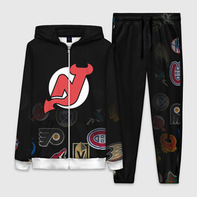 Женский костюм 3D с принтом NHL New Jersey Devils (Z) в Петрозаводске,  |  | anaheim ducks | arizona coyotes | boston bruins | buffalo sabres | calgary flames | carolina hurricanes | chicago blackhawks | colorado | hockey | new jersey devils | nhl | нхл | паттерн | спорт | хоккей