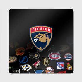 Магнит виниловый Квадрат с принтом NHL Florida Panthers (Z) в Петрозаводске, полимерный материал с магнитным слоем | размер 9*9 см, закругленные углы | anaheim ducks | arizona coyotes | boston bruins | buffalo sabres | calgary flames | canadiens de montreal | chicago blackhawks | colorado | florida panthers | hockey | nhl | нхл | паттерн | спорт | хоккей