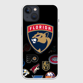 Чехол для iPhone 13 с принтом NHL Florida Panthers (Z) в Петрозаводске,  |  | anaheim ducks | arizona coyotes | boston bruins | buffalo sabres | calgary flames | canadiens de montreal | chicago blackhawks | colorado | florida panthers | hockey | nhl | нхл | паттерн | спорт | хоккей