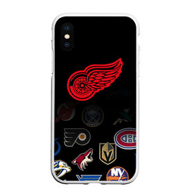 Чехол для iPhone XS Max матовый с принтом NHL Detroit Red Wings (Z) в Петрозаводске, Силикон | Область печати: задняя сторона чехла, без боковых панелей | anaheim ducks | arizona coyotes | boston bruins | buffalo sabres | calgary flames | canadiens de montreal | carolina hurricanes | colorado | detroit red wings | hockey | nhl | нхл | паттерн | спорт | хоккей