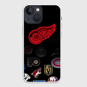 Чехол для iPhone 13 mini с принтом NHL Detroit Red Wings (Z) в Петрозаводске,  |  | anaheim ducks | arizona coyotes | boston bruins | buffalo sabres | calgary flames | canadiens de montreal | carolina hurricanes | colorado | detroit red wings | hockey | nhl | нхл | паттерн | спорт | хоккей