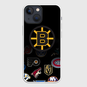 Чехол для iPhone 13 mini с принтом NHL Boston Bruins (Z) в Петрозаводске,  |  | anaheim ducks | arizona coyotes | boston bruins | buffalo sabres | calgary flames | canadiens de montreal | carolina hurricanes | chicago blackhawks | colorado | hockey | nhl | нхл | паттерн | спорт | хоккей