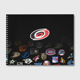 Альбом для рисования с принтом NHL Carolina Hurricanes (Z) в Петрозаводске, 100% бумага
 | матовая бумага, плотность 200 мг. | Тематика изображения на принте: anaheim ducks | arizona coyotes | boston bruins | buffalo sabres | calgary flames | canadiens de montreal | carolina hurricanes | chicago blackhawks | colorado | hockey | nhl | нхл | паттерн | спорт | хоккей