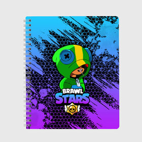 Тетрадь с принтом Brawl Stars LEON в Петрозаводске, 100% бумага | 48 листов, плотность листов — 60 г/м2, плотность картонной обложки — 250 г/м2. Листы скреплены сбоку удобной пружинной спиралью. Уголки страниц и обложки скругленные. Цвет линий — светло-серый
 | 8 bit | 8 бит | bibi | brawl | brawl stars | crow | leon | spike | sprout | stars | бравл | бравл старс | браво старс | игра | компьютерная | кров | леон | онлайн | старс