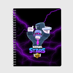 Тетрадь с принтом BRAWL STARS DJ FRANK в Петрозаводске, 100% бумага | 48 листов, плотность листов — 60 г/м2, плотность картонной обложки — 250 г/м2. Листы скреплены сбоку удобной пружинной спиралью. Уголки страниц и обложки скругленные. Цвет линий — светло-серый
 | 8 bit | 8 бит | bibi | brawl | brawl stars | crow | leon | spike | sprout | stars | бравл | бравл старс | браво старс | игра | компьютерная | кров | леон | онлайн | старс