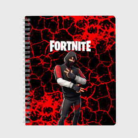 Тетрадь с принтом Fortnite Ikonik в Петрозаводске, 100% бумага | 48 листов, плотность листов — 60 г/м2, плотность картонной обложки — 250 г/м2. Листы скреплены сбоку удобной пружинной спиралью. Уголки страниц и обложки скругленные. Цвет линий — светло-серый
 | archetype | fortnite | fortnite 2 | fortnite x | ikonik | marshmello | raven | архетип | ворон | иконик | маршмелло | фортнайт | фортнайт 2 | фортнайт глава 2