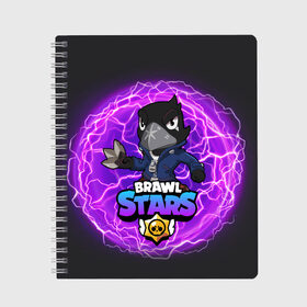 Тетрадь с принтом Brawl Stars CROW в Петрозаводске, 100% бумага | 48 листов, плотность листов — 60 г/м2, плотность картонной обложки — 250 г/м2. Листы скреплены сбоку удобной пружинной спиралью. Уголки страниц и обложки скругленные. Цвет линий — светло-серый
 | 8 bit | 8 бит | bibi | brawl | brawl stars | crow | leon | spike | sprout | stars | бравл | бравл старс | браво старс | игра | компьютерная | кров | леон | онлайн | старс