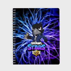 Тетрадь с принтом Brawl Stars CROW в Петрозаводске, 100% бумага | 48 листов, плотность листов — 60 г/м2, плотность картонной обложки — 250 г/м2. Листы скреплены сбоку удобной пружинной спиралью. Уголки страниц и обложки скругленные. Цвет линий — светло-серый
 | 8 bit | 8 бит | bibi | brawl | brawl stars | crow | leon | spike | sprout | stars | бравл | бравл старс | браво старс | игра | компьютерная | кров | леон | онлайн | старс