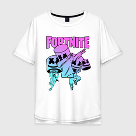 Мужская футболка хлопок Oversize с принтом FORTNITE x MARSHMELLO в Петрозаводске, 100% хлопок | свободный крой, круглый ворот, “спинка” длиннее передней части | deadmau5 | fortnite | fortnite 2 | fortnite x маршмелло | ikonik | marshmello | ninja | ninja streamer | raven | travis scott | ворон | иконик | ниндзя | пили | рейвен | трэвис скотт | фортнайт