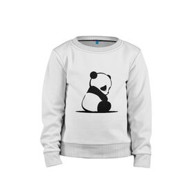 Детский свитшот хлопок с принтом Милая панда (Z) в Петрозаводске, 100% хлопок | круглый вырез горловины, эластичные манжеты, пояс и воротник | Тематика изображения на принте: ailuropoda melanoleuca | ailurus fulgens | бамбуковый медведь | большая панда | звери | малая панда | медведь | милая панда | няшка | панда