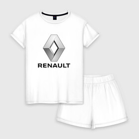 Женская пижама с шортиками хлопок с принтом RENAULT в Петрозаводске, 100% хлопок | футболка прямого кроя, шорты свободные с широкой мягкой резинкой | Тематика изображения на принте: abstract | auto | brand | car | geometry | renault | sport | texture | абстракция | авто | автомобильные | бренд | геометрия | классика | машины | модные | ренаулт | спорт | стиль | текстура