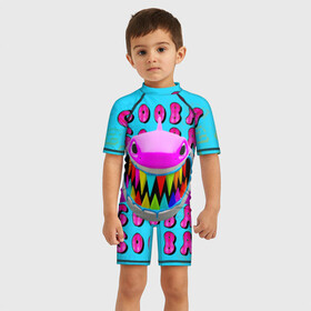 Детский купальный костюм 3D с принтом 6IX9INE- GOOBA в Петрозаводске, Полиэстер 85%, Спандекс 15% | застежка на молнии на спине | 6ix9ine | 6ix9ine  gooba | gooba | акула | сикснайн | сиксти найн | сиксти найн репер | такаши | текаши | текаши сикснайн
