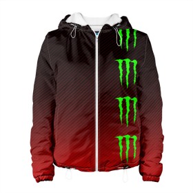 Женская куртка 3D с принтом MONSTER ENERGY (Z) в Петрозаводске, ткань верха — 100% полиэстер, подклад — флис | прямой крой, подол и капюшон оформлены резинкой с фиксаторами, два кармана без застежек по бокам, один большой потайной карман на груди. Карман на груди застегивается на липучку | black monster | bmx | claw | cybersport | energy | monster | monster energy | moto | motocross | race | sport | киберспорт | когти | монстер энерджи | монстр | мото | мотокросс | ралли | скейтбординг | спорт | т | энергия