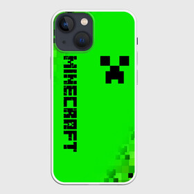 Чехол для iPhone 13 mini с принтом MINECRAFT CREEPER в Петрозаводске,  |  | block | creeper | cube | minecraft | pixel | блок | геометрия | крафт | крипер | кубики | майнкрафт | пиксели