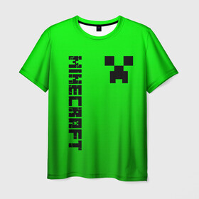 Мужская футболка 3D с принтом MINECRAFT CREEPER в Петрозаводске, 100% полиэфир | прямой крой, круглый вырез горловины, длина до линии бедер | block | creeper | cube | minecraft | pixel | блок | геометрия | крафт | крипер | кубики | майнкрафт | пиксели