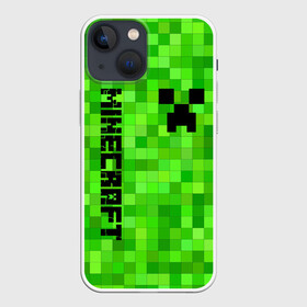 Чехол для iPhone 13 mini с принтом MINECRAFT CREEPER в Петрозаводске,  |  | block | creeper | cube | minecraft | pixel | блок | геометрия | крафт | крипер | кубики | майнкрафт | пиксели