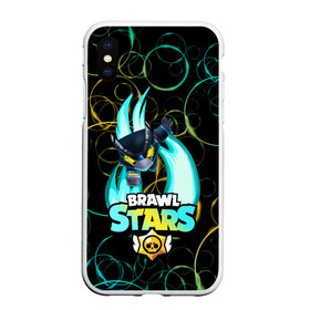 Чехол для iPhone XS Max матовый с принтом BRAWL STARS MECHA CROW в Петрозаводске, Силикон | Область печати: задняя сторона чехла, без боковых панелей | 8 bit | brawl stars | crow | leon | leon shark | max | mecha | mecha crow | mr.p | sally leon | shark | sprout | tara | virus 8 bit | werewolf leon | акула | берли | бравл старс | ворон | макс | оборотень