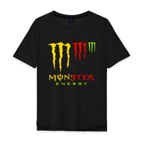 Мужская футболка хлопок Oversize с принтом MONSTER ENERGY (Z) в Петрозаводске, 100% хлопок | свободный крой, круглый ворот, “спинка” длиннее передней части | black monster | bmx | claw | cybersport | energy | monster | monster energy | moto | motocross | race | sport | киберспорт | когти | монстер энерджи | монстр | мото | мотокросс | ралли | скейтбординг | спорт | энергия