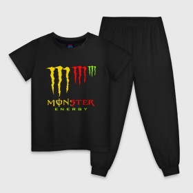 Детская пижама хлопок с принтом MONSTER ENERGY (Z) в Петрозаводске, 100% хлопок |  брюки и футболка прямого кроя, без карманов, на брюках мягкая резинка на поясе и по низу штанин
 | Тематика изображения на принте: black monster | bmx | claw | cybersport | energy | monster | monster energy | moto | motocross | race | sport | киберспорт | когти | монстер энерджи | монстр | мото | мотокросс | ралли | скейтбординг | спорт | энергия