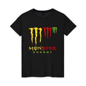 Женская футболка хлопок с принтом MONSTER ENERGY (Z) в Петрозаводске, 100% хлопок | прямой крой, круглый вырез горловины, длина до линии бедер, слегка спущенное плечо | black monster | bmx | claw | cybersport | energy | monster | monster energy | moto | motocross | race | sport | киберспорт | когти | монстер энерджи | монстр | мото | мотокросс | ралли | скейтбординг | спорт | энергия