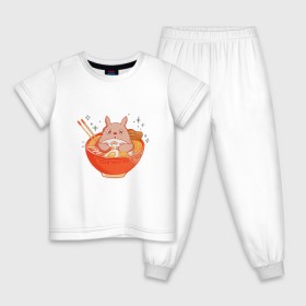 Детская пижама хлопок с принтом Вкусный Тоторо в Петрозаводске, 100% хлопок |  брюки и футболка прямого кроя, без карманов, на брюках мягкая резинка на поясе и по низу штанин
 | Тематика изображения на принте: forest | ghibli | japan | miyazaki | nature | neigbor | neighbour | totoro | анимация | аниме | гибли | друг | животные | лес | любовь | милый | мир | миядзаки | мульт | мультфильм | приключения | природа | сказка | сосед | тоторо